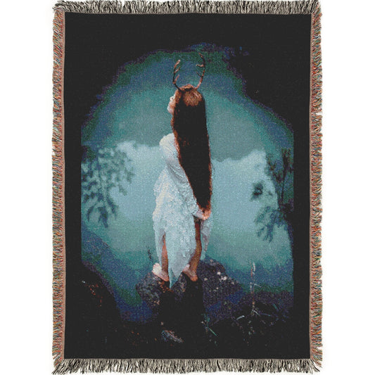 Faun Girl | Woven Blanket 100% Cotton Throw – Cozy Texture, Artistic Style