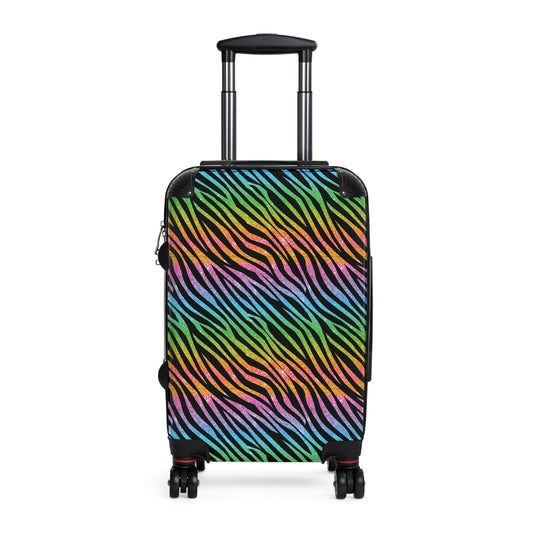 Glitter Rainbow Zebra Skin Suitcases Available in 3 Sizes (Small, Medium, & Large)