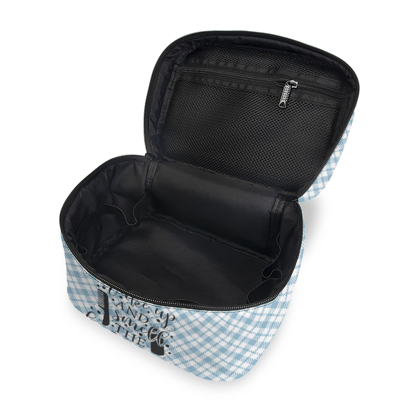 Wake Up & Smell The Hairspray - Blue Buffalo Print Cosmetics Bag