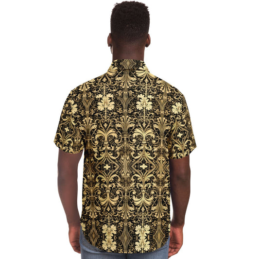 Gothic Gold Short Sleeve Button Down Shirt