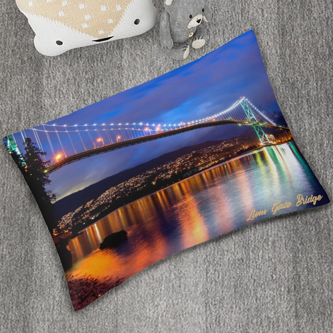 Lions Gate Bridge Double-Sided Pillowcase – Breathtaking Vancouver Views | 26"x20" Peach Skin Cover