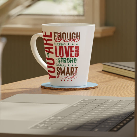 You Are Enough - Ceramic Latte Mug, 12oz - Pastels
