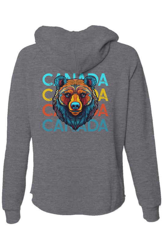 CANADA Bear | Women's Lightweight Wash Zip Hoodie - Front & Back Print