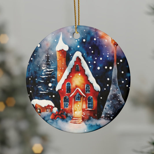 Idyllic Fantasy Christmas Scene | Ceramic Ornaments (1pcs, 5pcs, 10pcs, 20pcs) - 27