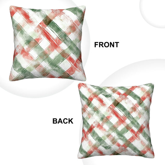 Festive Country Plaid - Corduroy Throw Pillow Covers with Core (Double-Sided Design)
