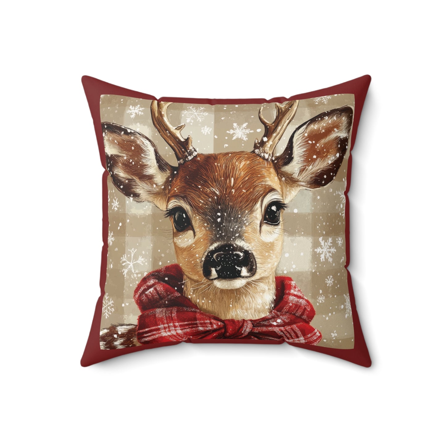 Christmas Deer | Faux Suede Square Throw Cushion - Pillowcase + Pillow Insert