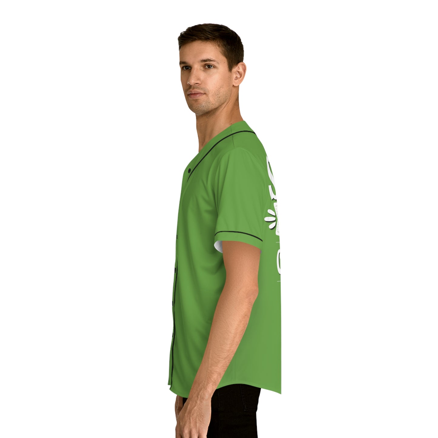 Shhh No One Cares - Men's Baseball Jersey - Print on Back Green