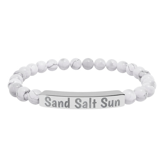 Personalized & Engraved Natural Stone Stretch Bar Bracelet