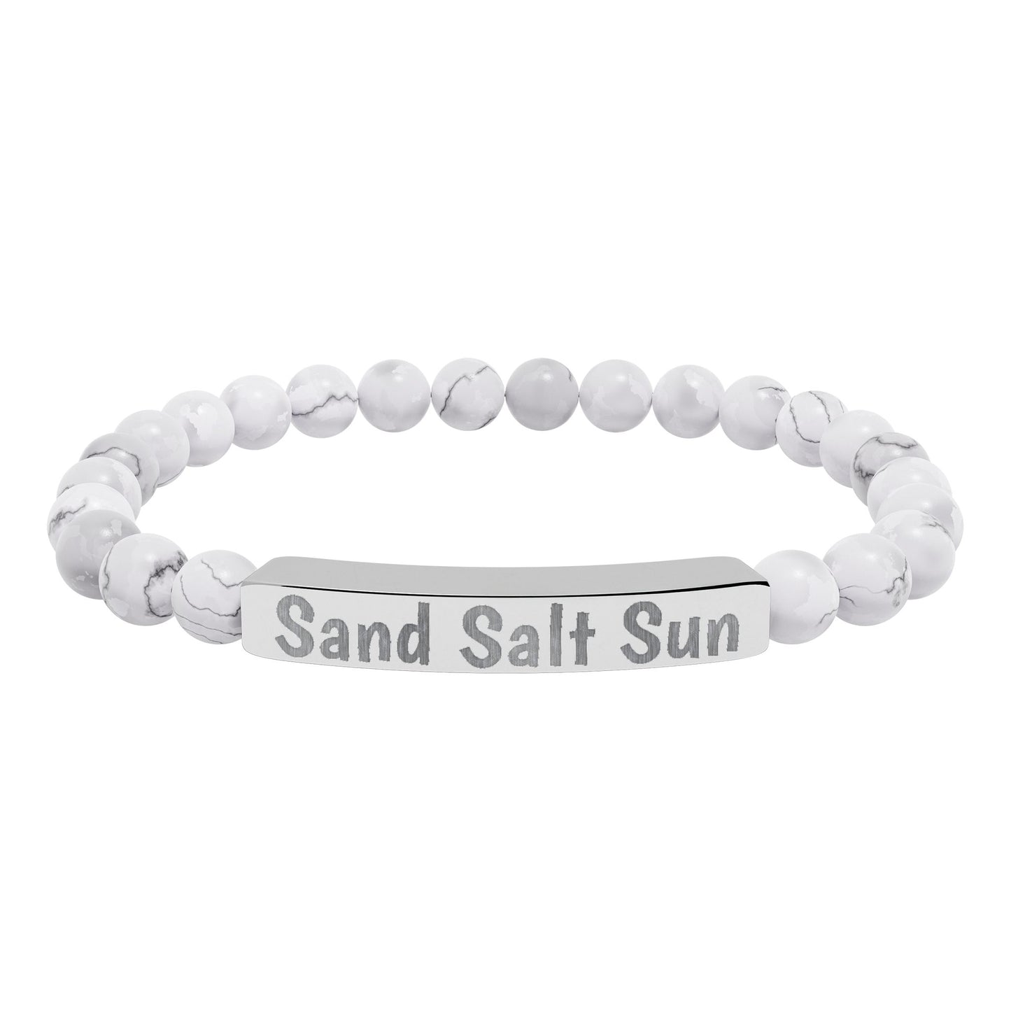 Sand Salt Sun | Engraved Natural Stone Stretch Bar Bracelet
