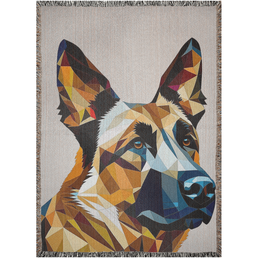 Beautiful German Shepherd - Art Style Cubism Luxurious Woven Blankets