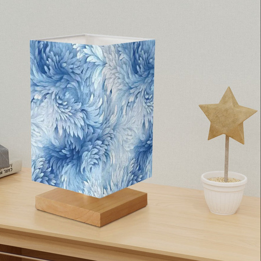 Winter's Frost - Elegant Table Lamp with Linen Shade and Wood Base