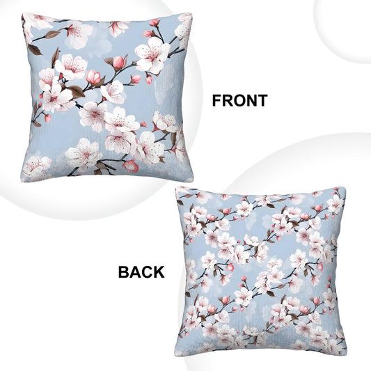 Cherry Blossoms - Corduroy Throw Pillow Covers with Core (Double-Sided Design)