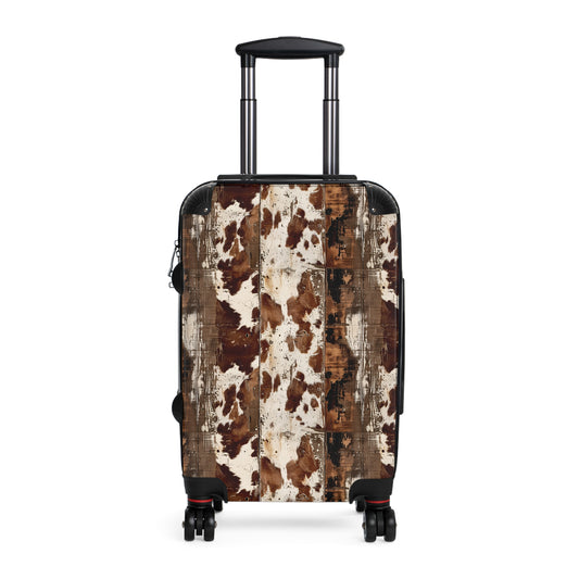 Cow Hide Barn Boards Suitcases Available in 3 Sizes (Small, Medium, & Large)
