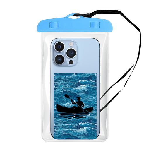 Person in a Canoe Silhouette - Clear Waterproof Phone Pouch Case | PVC
