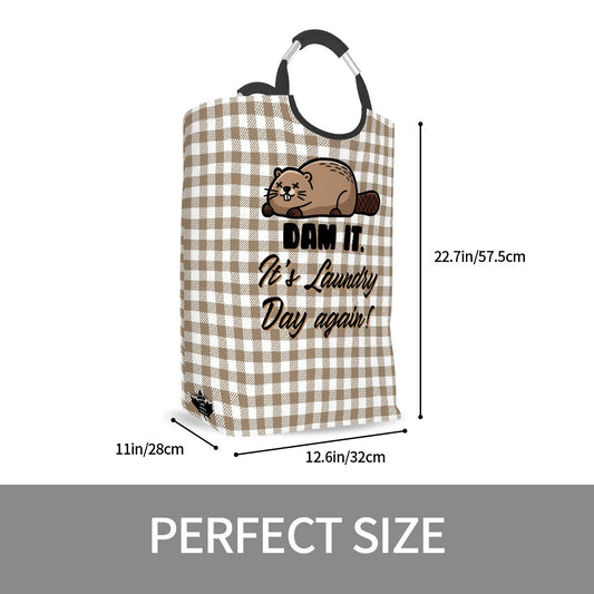 Dam It. It's Laundry Day Again! | Rectangular Laundry Basket | Padded Handles - Foldable, Lightweight, 50L Capacity