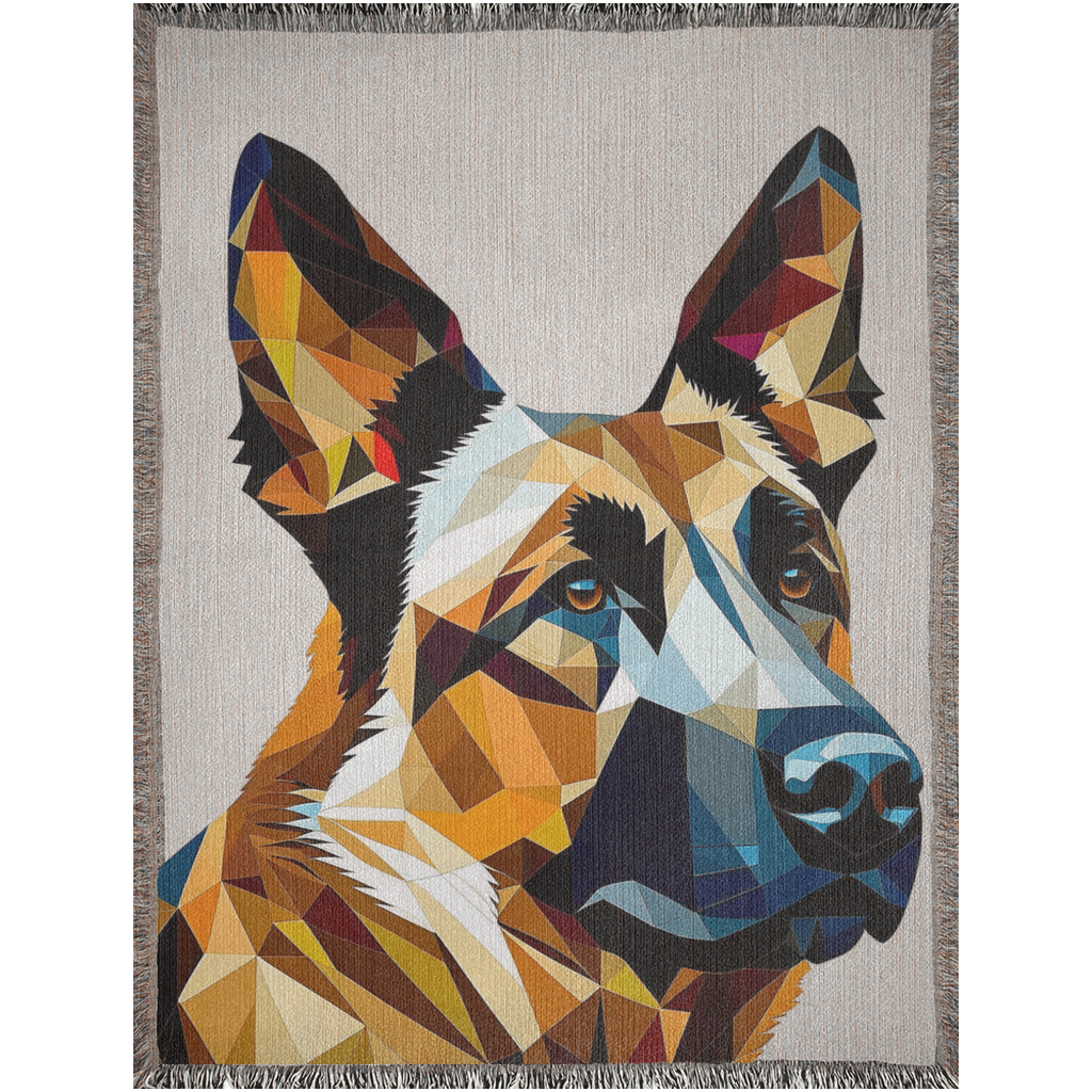 Beautiful German Shepherd - Art Style Cubism Luxurious Woven Blankets
