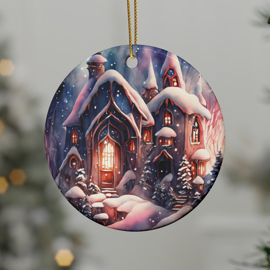 Idyllic Fantasy Christmas Scene | Ceramic Ornaments (1pcs, 5pcs, 10pcs, 20pcs) - 25