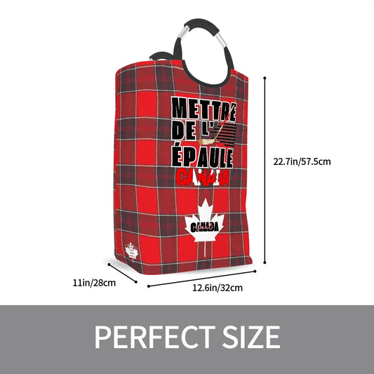 Elbows Up Canada | Rectangular Laundry Basket - Padded Handles - Foldable, Lightweight, 50L Capacity - English & Français