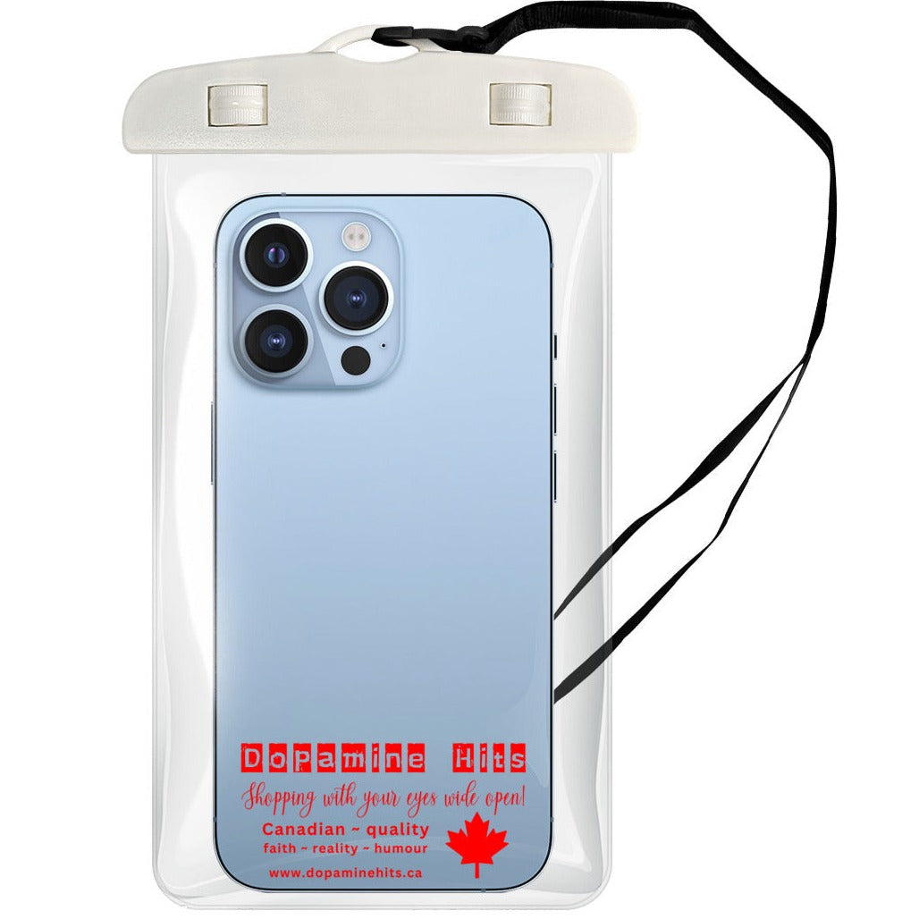 Dopamine Hits - Clear Waterproof Phone Protection Pouch/Case Fits Phones Up To 7.0"