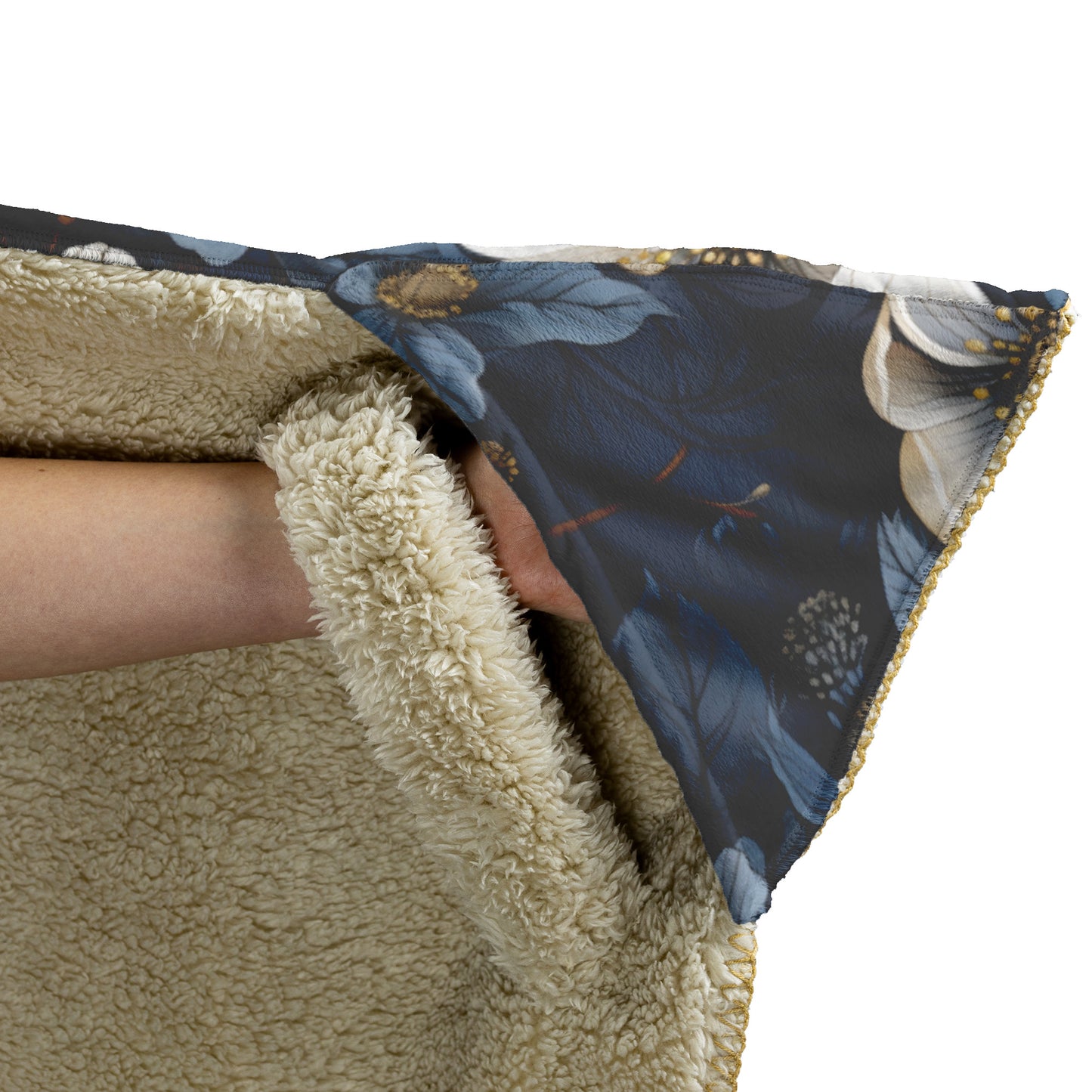 Blue Winter Flowers Hooded Blanket - Perfect Gift for Yourself & Everyone on your list!