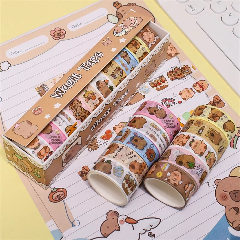 10 Rolls of Washi Tape | Capybara and Cartoon Designs to Choose From