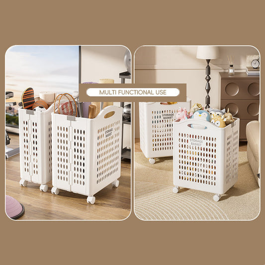 Collapsible Laundry Basket | Storage Bin with Wheels – Folds Flat, Rolls Smooth, Saves Space