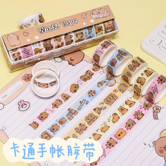 10 Rolls of Washi Tape | Capybara and Cartoon Designs to Choose From