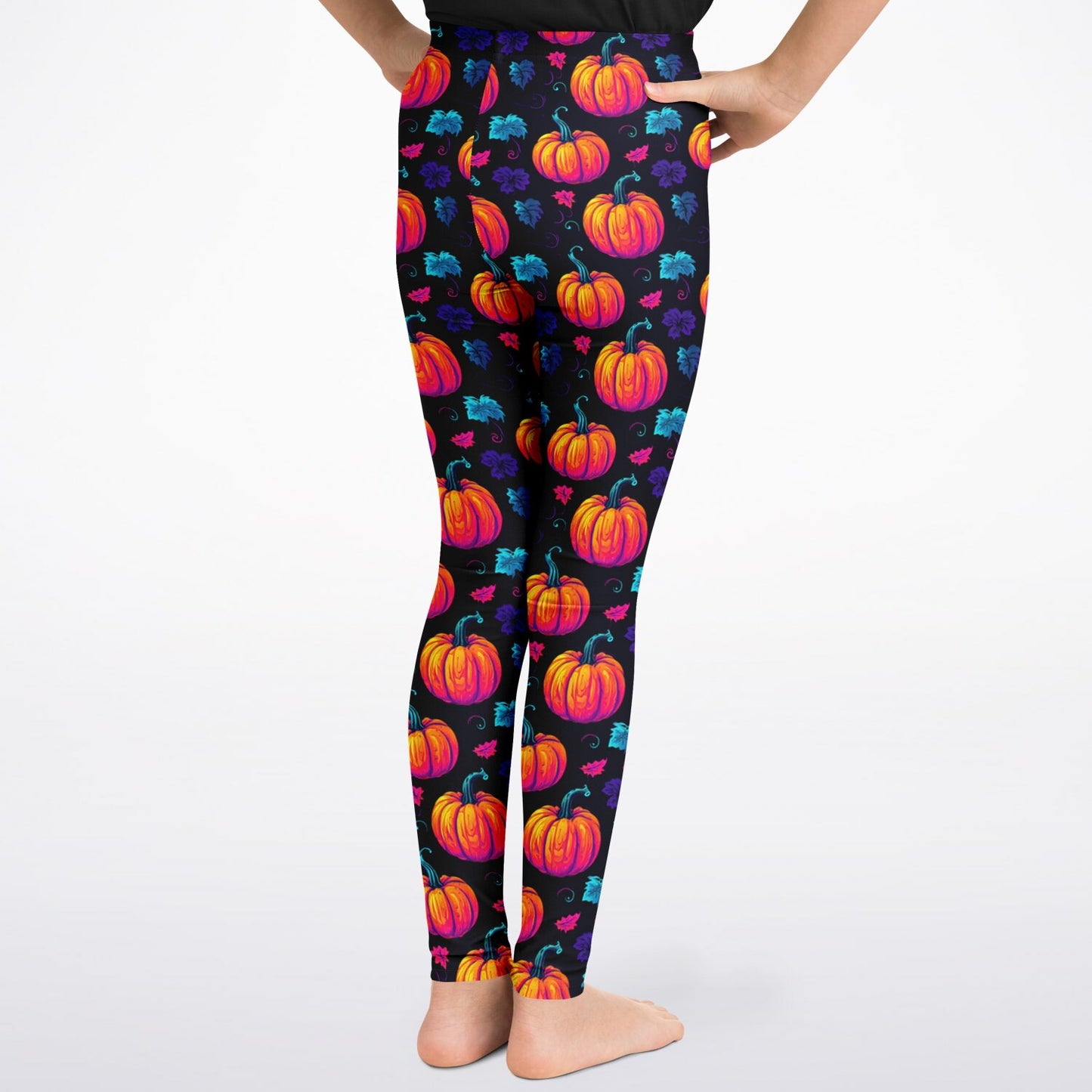 Neon Halloween Pumpkins | Kids’ Stretch Leggings - Soft, Durable & Perfect for Play