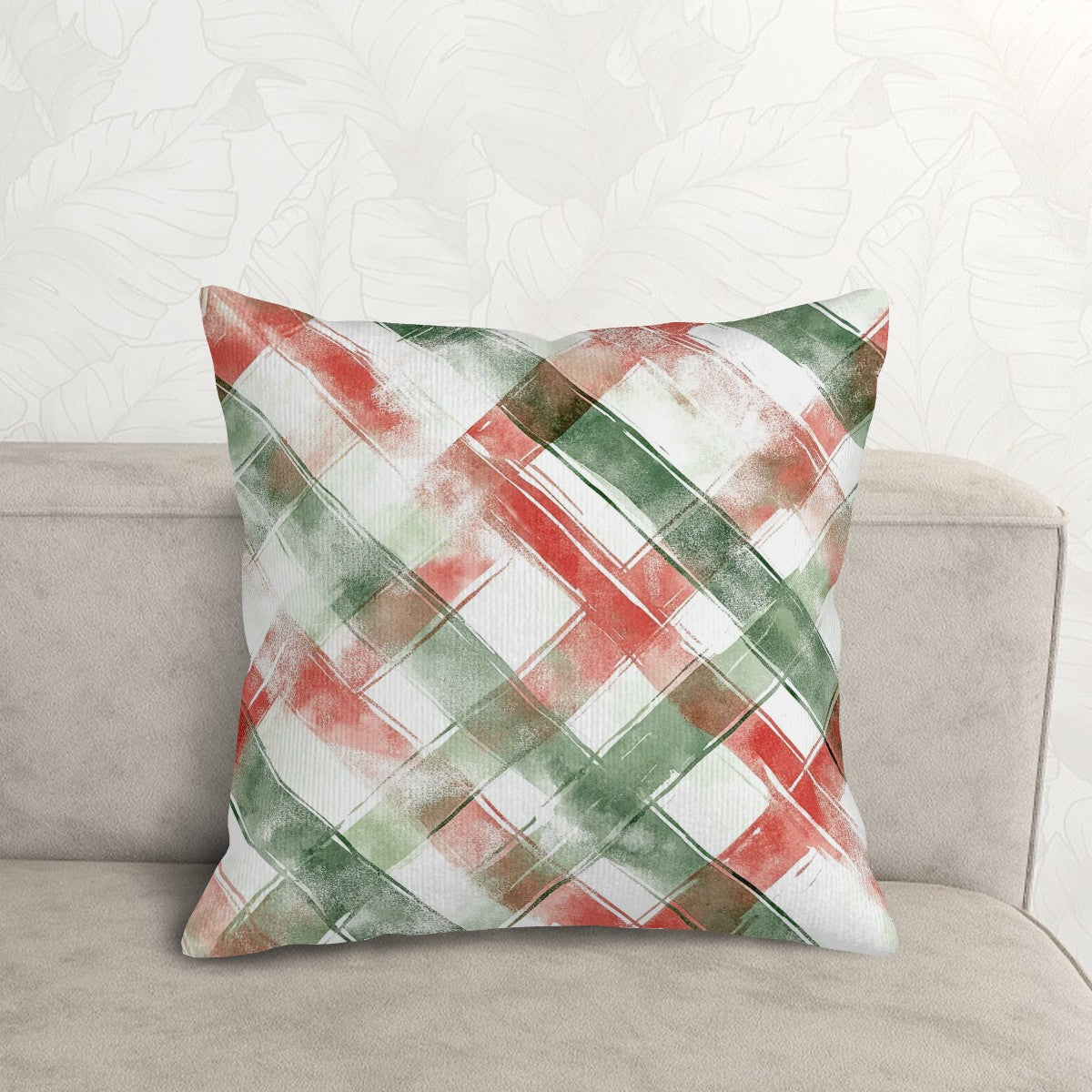 Festive Country Plaid - Corduroy Throw Pillow Covers with Core (Double-Sided Design)