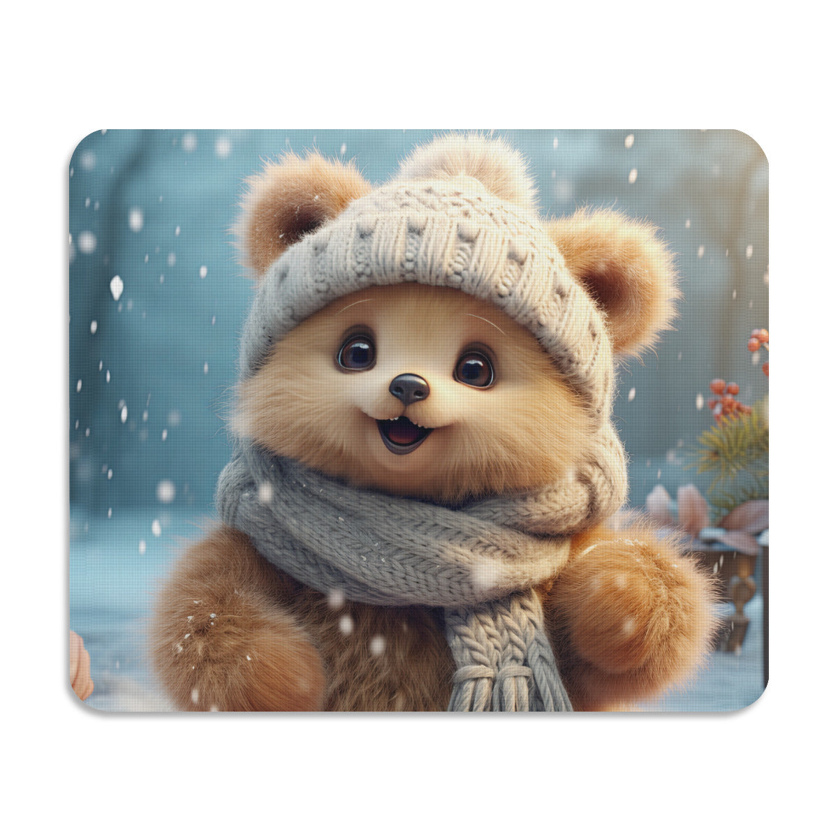 Cute Winter Animals - 12x10" Mouse Pad Adorable Animals Ready For Winter