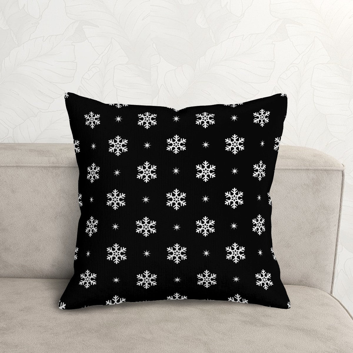 Black & White: Snowflakes - Corduroy Throw Pillow Covers with Core (Double-Sided Design)