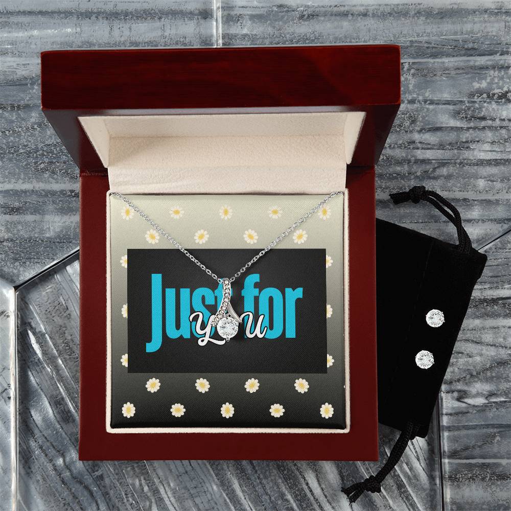 Alluring Beauty Just For You White Gold Necklace & Earring Set