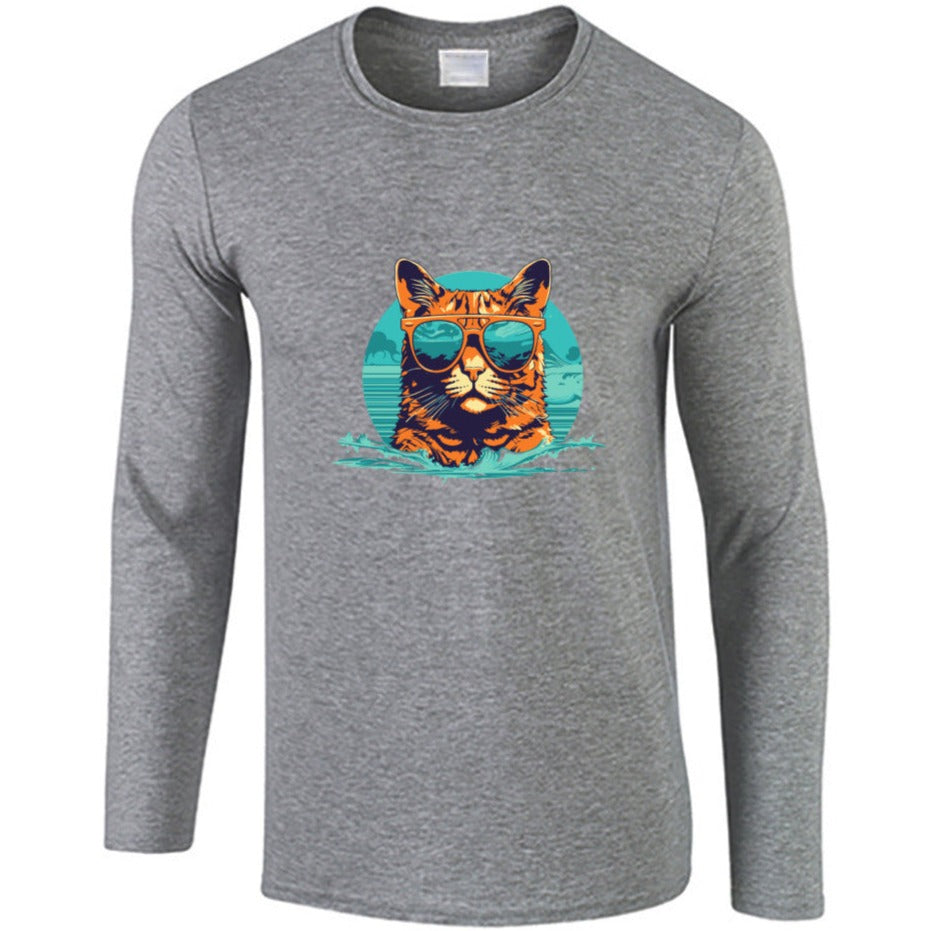 Swimming Cool Cat - Women's 100% Cotton Long Sleeve T-Shirt – Fun, Unique, and Comfortable!