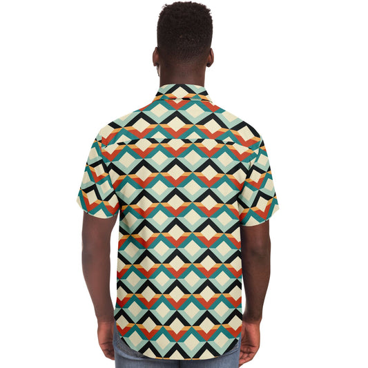 Retro Diamonds Short Sleeve Button Down Shirt