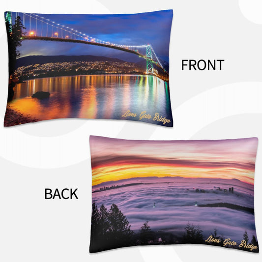 Lions Gate Bridge Double-Sided Pillowcase โ Breathtaking Vancouver Views | 26"x20" Peach Skin Cover