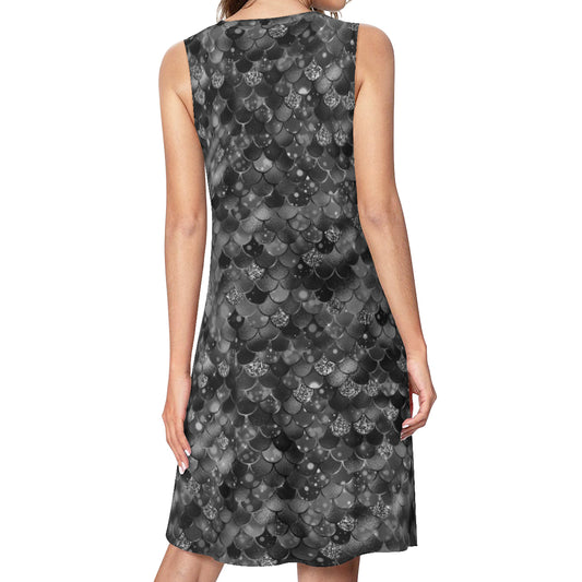 Opulent Black Mermaid - Women's Casual Dress with Pockets