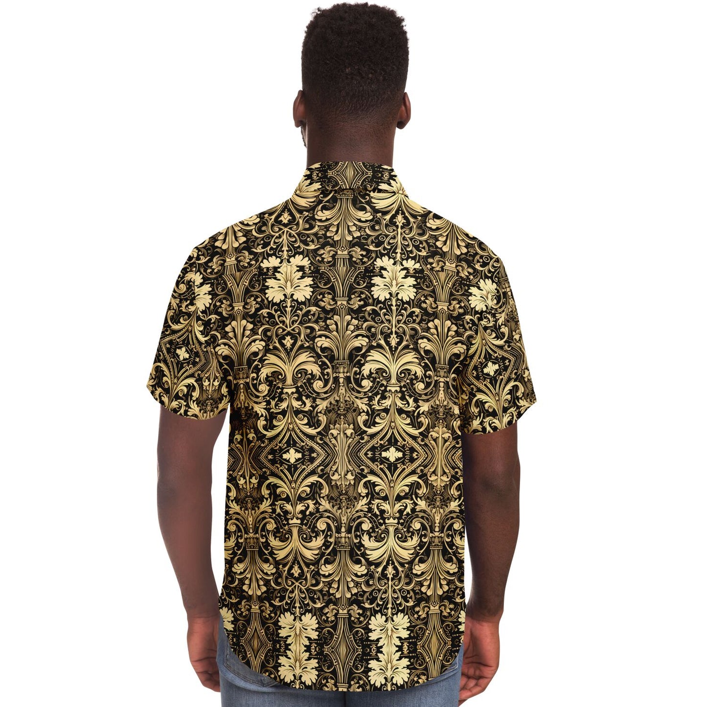 Gothic Gold Short Sleeve Button Down Shirt