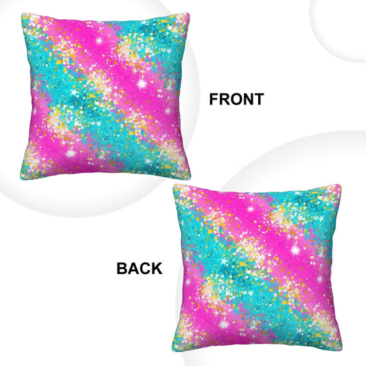 Pink & Teal Glitter - Corduroy Throw Pillow Covers with Core (Double-Sided Design)