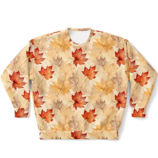 Sweatshirt with autumn leaf pattern on a white background