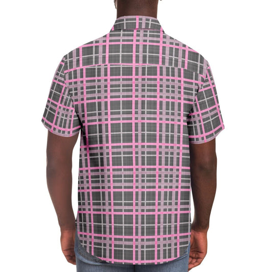 Bubble Gum & Chocolate Plaid Short Sleeve Button Down Shirt