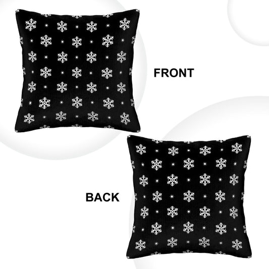 Black & White: Snowflakes - Corduroy Throw Pillow Covers with Core (Double-Sided Design)