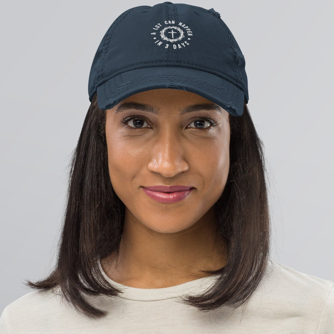 A Lot Can Happen in 3 Days - Embroidered Distressed Baseball Hat - Christian - Easter Cap