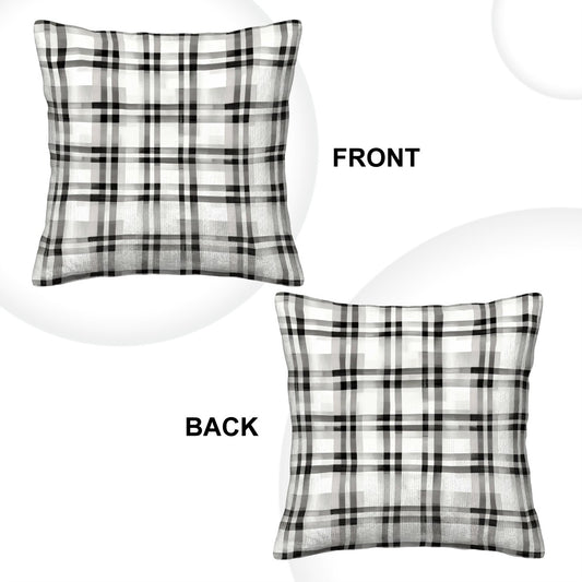 Country B&W Plaid - Corduroy Throw Pillow Covers with Core – Double-Sided Comfort & Style