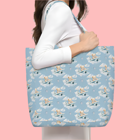 Parent's Helper - Blue Flying Bears | Large Lined Eco Tote Bag with Inside Pocket – Built for Real Life