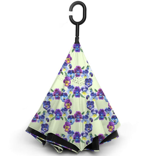Pansy Wreath - Sturdy Reverse Close Umbrella