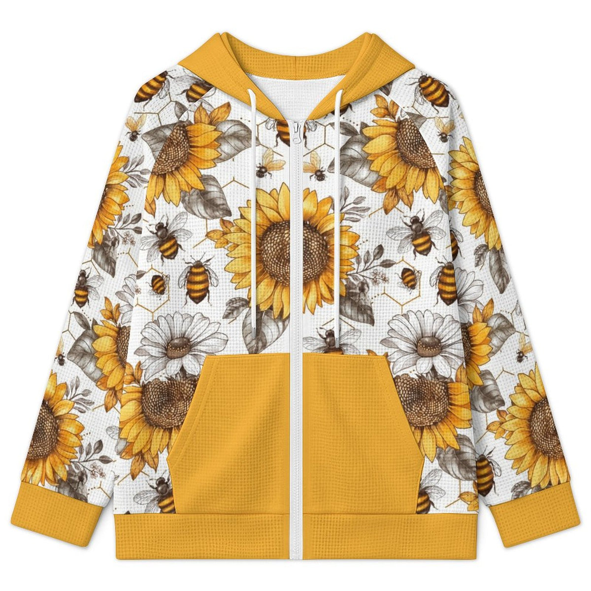 Sunflowers & Bees | Hoodie Zipper Sweater