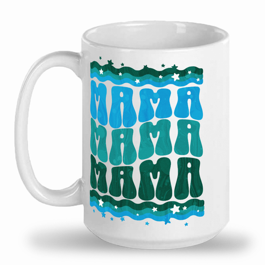 MAMA Retro Groovy Blue - 15oz Ceramic 2-Tone Mug