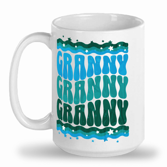 GRANNY Blue Retro Groovy - 15oz Ceramic 2-Tone Mug