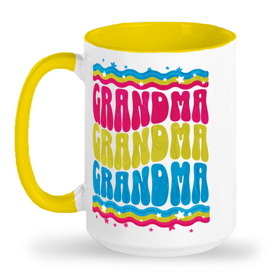 Retro Groovy GRANDMA CYM - 15oz Ceramic 2-Tone Mug