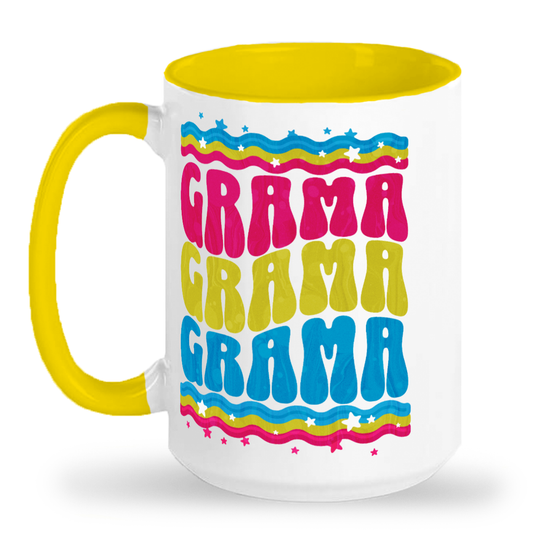 Retro Groovy Grama CYM - 15oz Ceramic 2-Tone Mug